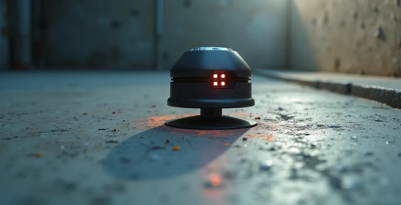 Technicien utilisant un géoradar pour détecter les réseaux enterrés dans une dalle béton